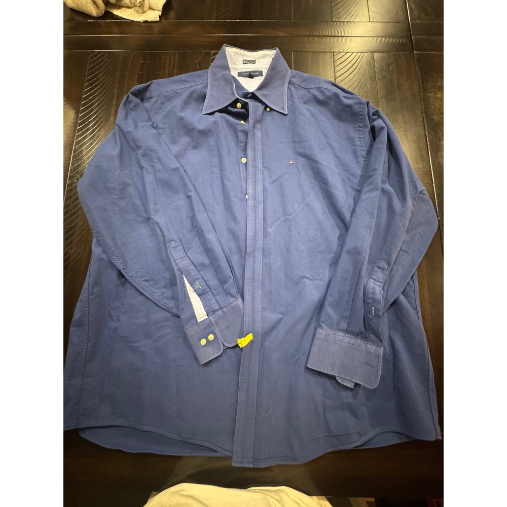 Older Tommy Hilfiger Heritage Oxford Shirt Mens XXL Blue Regular Fit  18 34